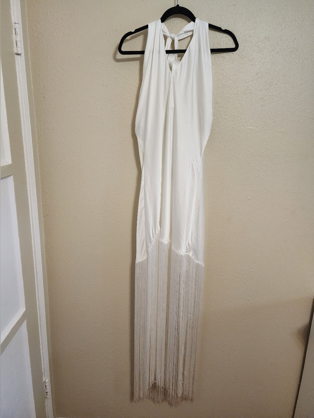 Show Me Your MuMu Jasmine Fringe Ivory Luxe Satin Maxi Dress Wedding Party - Picture 7 of 11